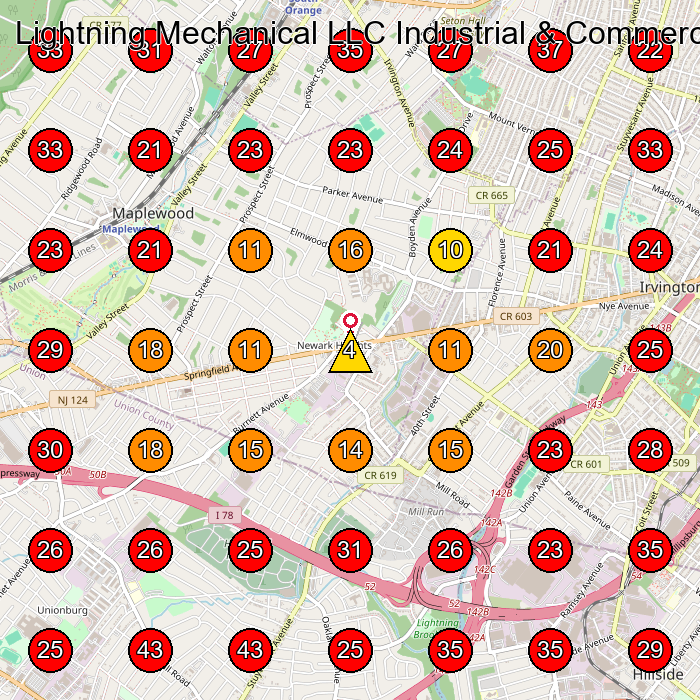 Lightning Mechanical LLC Industrial & Commercial HVAC Contractor NJ GeoGrid visibility map for Hvac Contractor in West Orange